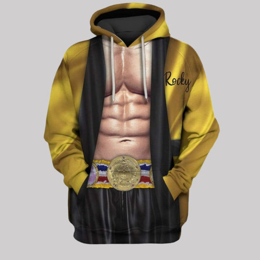 2025 Halloween Rocky Yellow Robe Suit Costume Hoodie