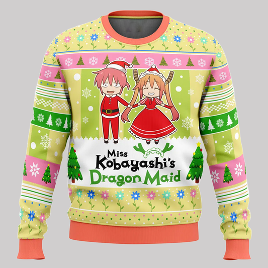 2025 Kobayashi And Tooru Miss Kobayashi’s Dragon Maid Ugly Christmas Sweater