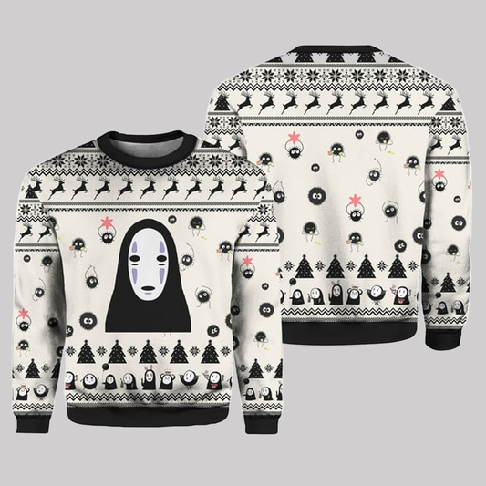 2025 No Face White Christmas Gift Ugly Christmas Sweater