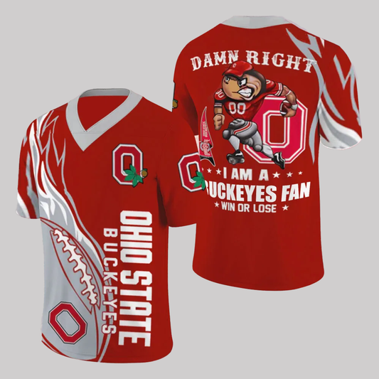2025 Ohio State Buckeyes Damn Right I Am A Buckeyes Fan Win Or Lose Jersey