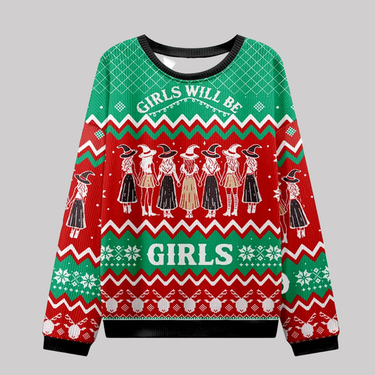 2025 Purplehecate Girls Will Be Girls Witch Ugly Christmas Sweatshirts