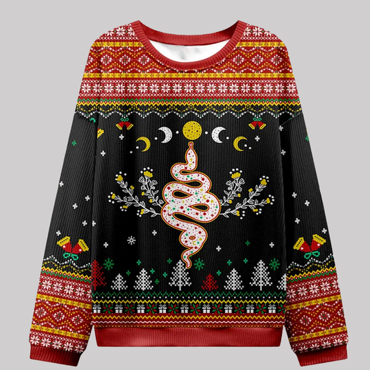 2025 Purplehecate Snake And Moon Phase Ugly Christmas Sweatshirts