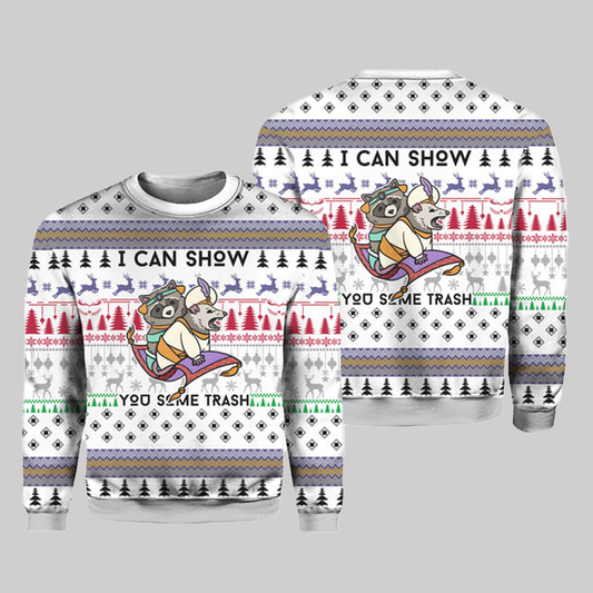 2025 Raccoon I Can Show You Some Trash Ugly Christmas Sweater