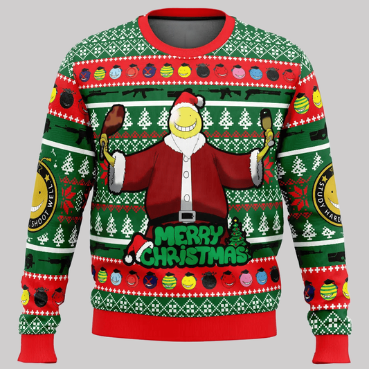 2025 Santa Koro-Sensei Assassination Classroom Ugly Christmas Sweater