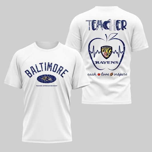 Baltimore Teacher  Ravens Teach Love Inspire Shirt 2025