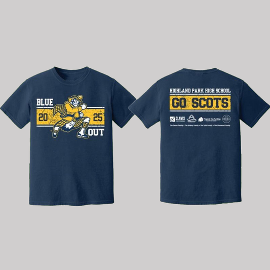 Blue 2025 Out Hightland Park Hight School Go Scots Shirt
