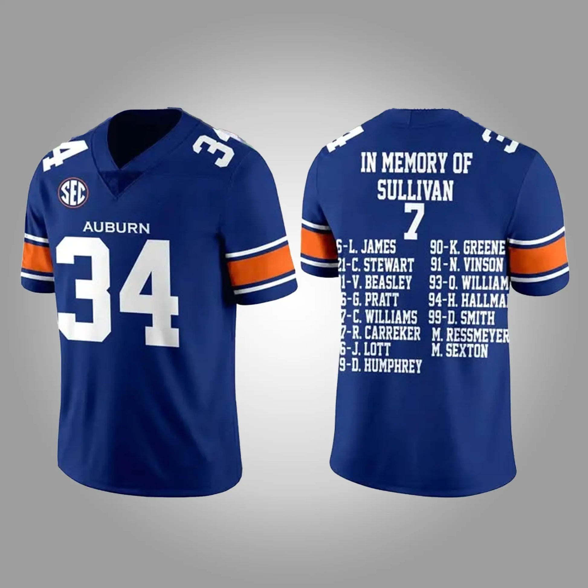 Bo Jackson Auburn Football In Memory Of Sullivan 7 Jersey Clothingus Diamond