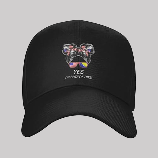 Bosnian and Herzegovinian American Half Flag Girl USA Hat