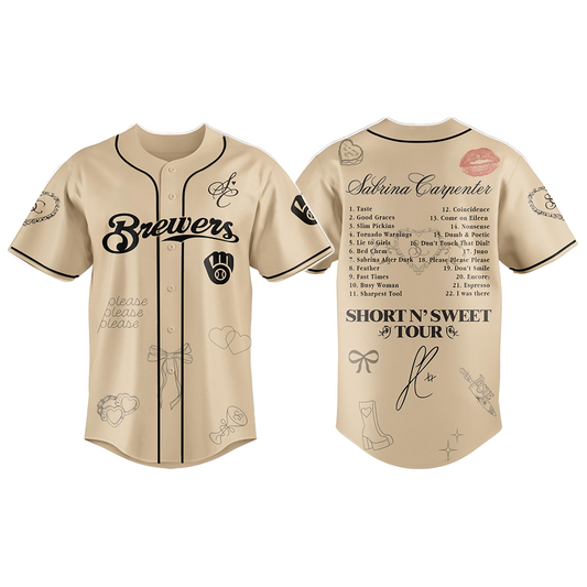 Brewers x Sabrina Carpenter Short n’ Sweet Tour Jersey 2025