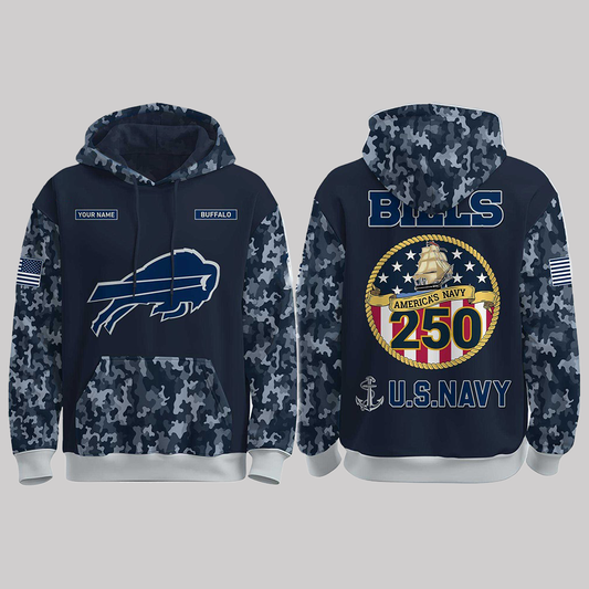 Buffalo Bills x Navy 250th Birthday Hoodie 2025