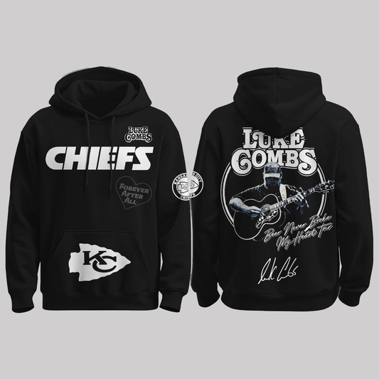 Chiefs x Luke Combs “Beer Never Broke My Heart Tour 2025” Black Hoodie