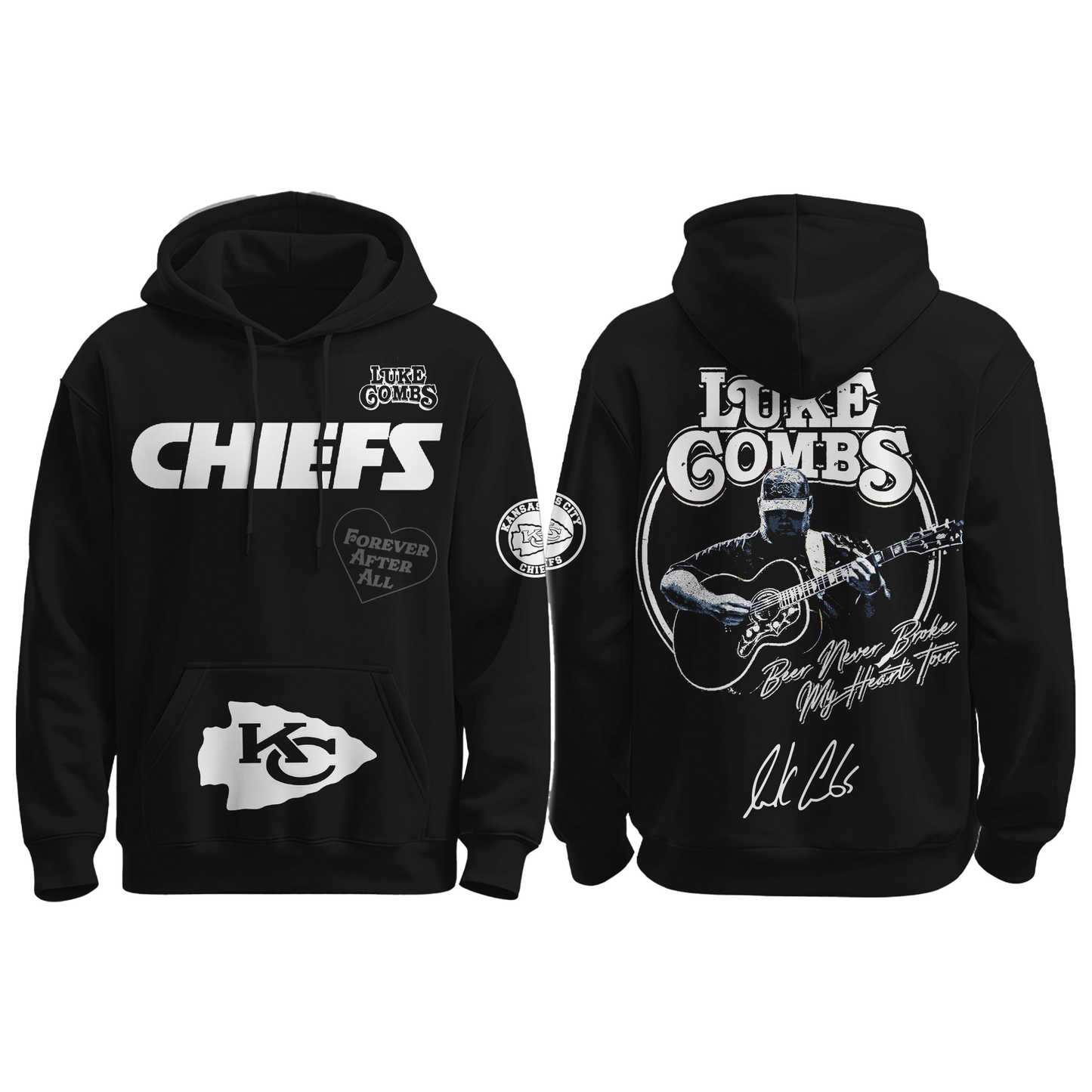 Chiefs x Luke Combs “Beer Never Broke My Heart Tour 2025” Black Hoodie