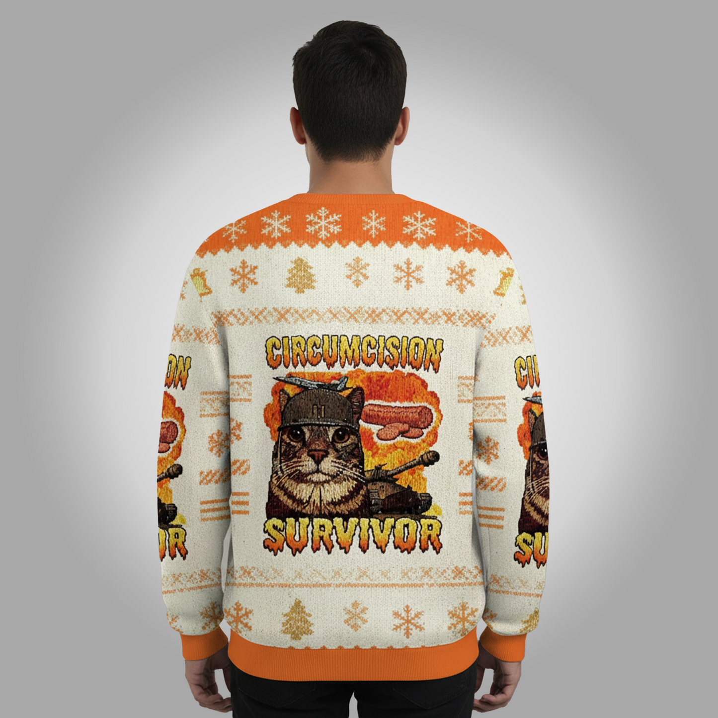 Circumcision Survivor Funny Cat Meme Ugly Christmas Sweater - Clothingus Diamond