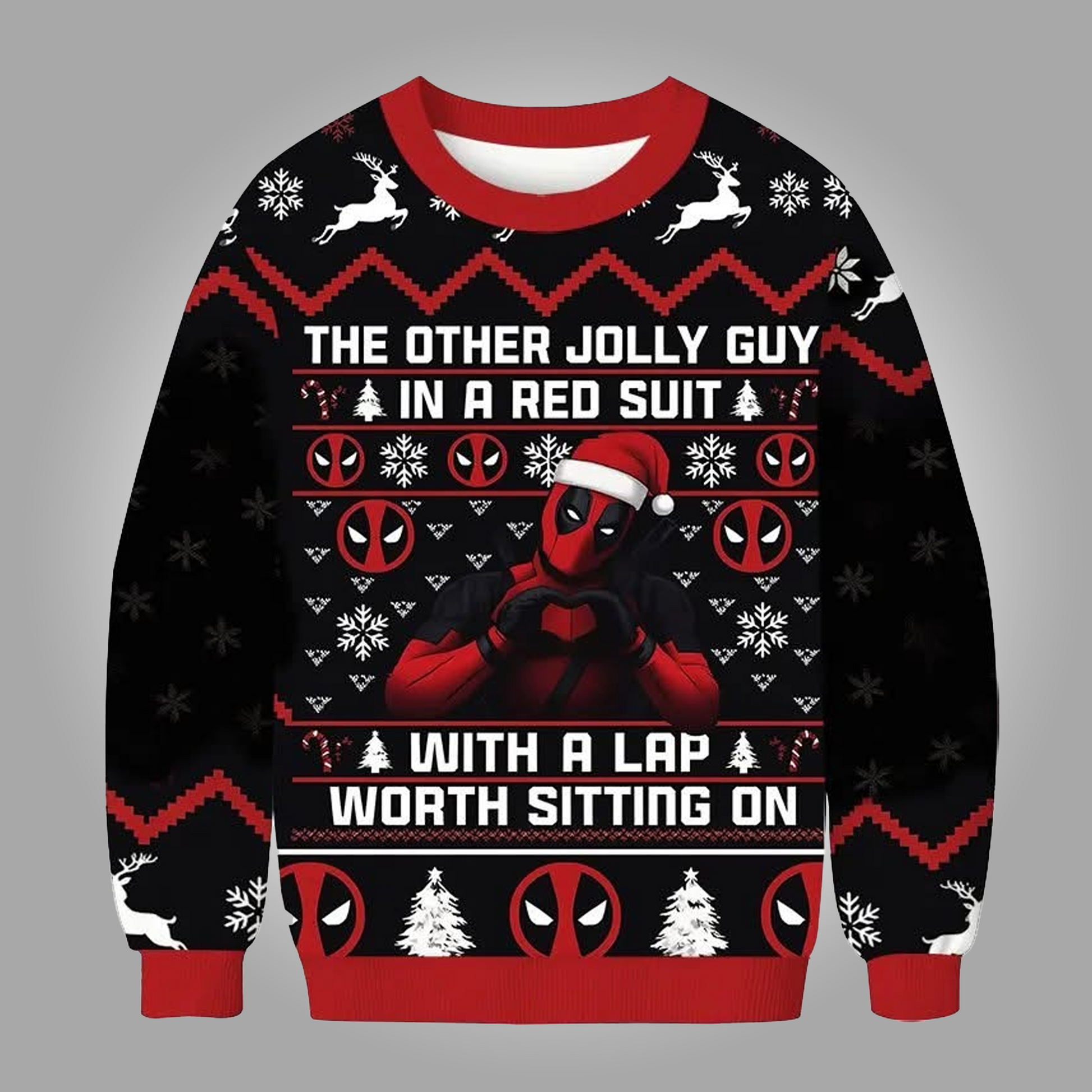 Deadpool The Other Jolly Guy In A Red Suit With A Lap Worth Sitting On Ugly Sweater - Clothingus Diamond