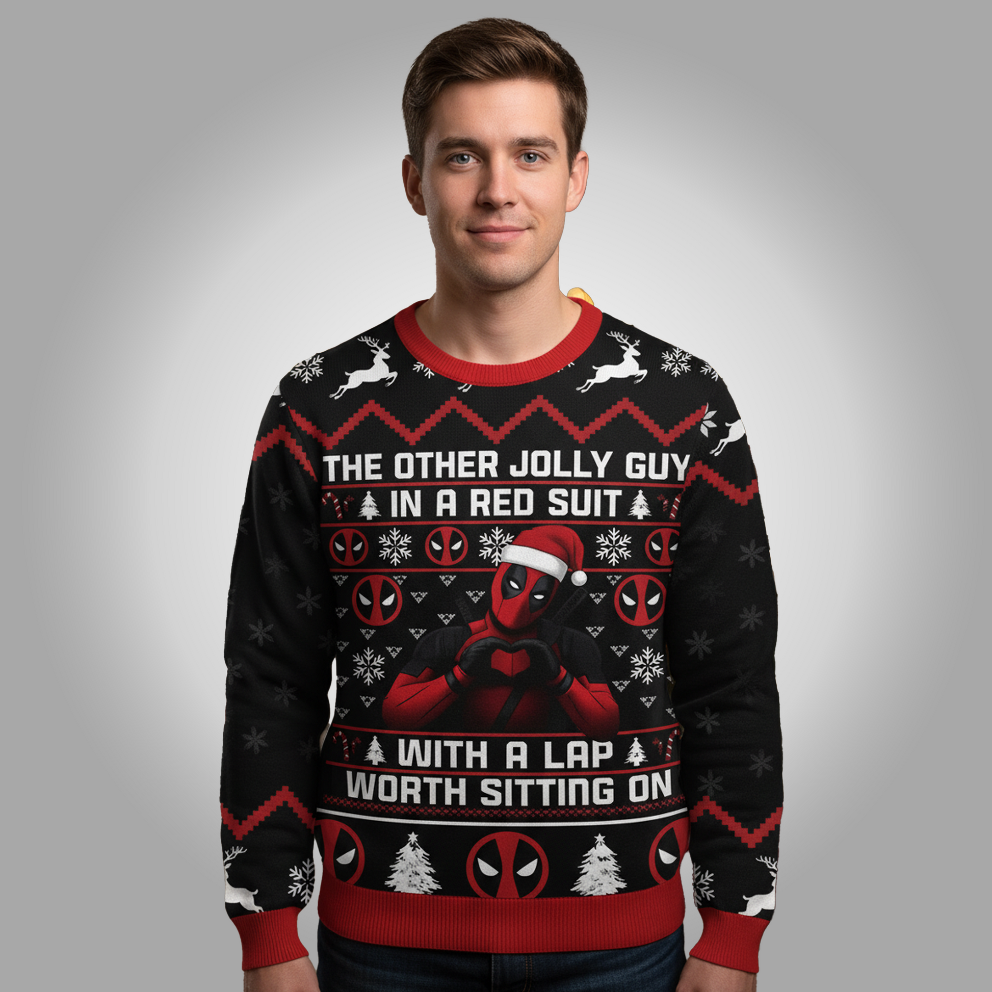 Deadpool The Other Jolly Guy In A Red Suit With A Lap Worth Sitting On Ugly Sweater - Clothingus Diamond