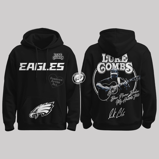 Eagles x Luke Combs “Beer Never Broke My Heart Tour 2025” Black Hoodie