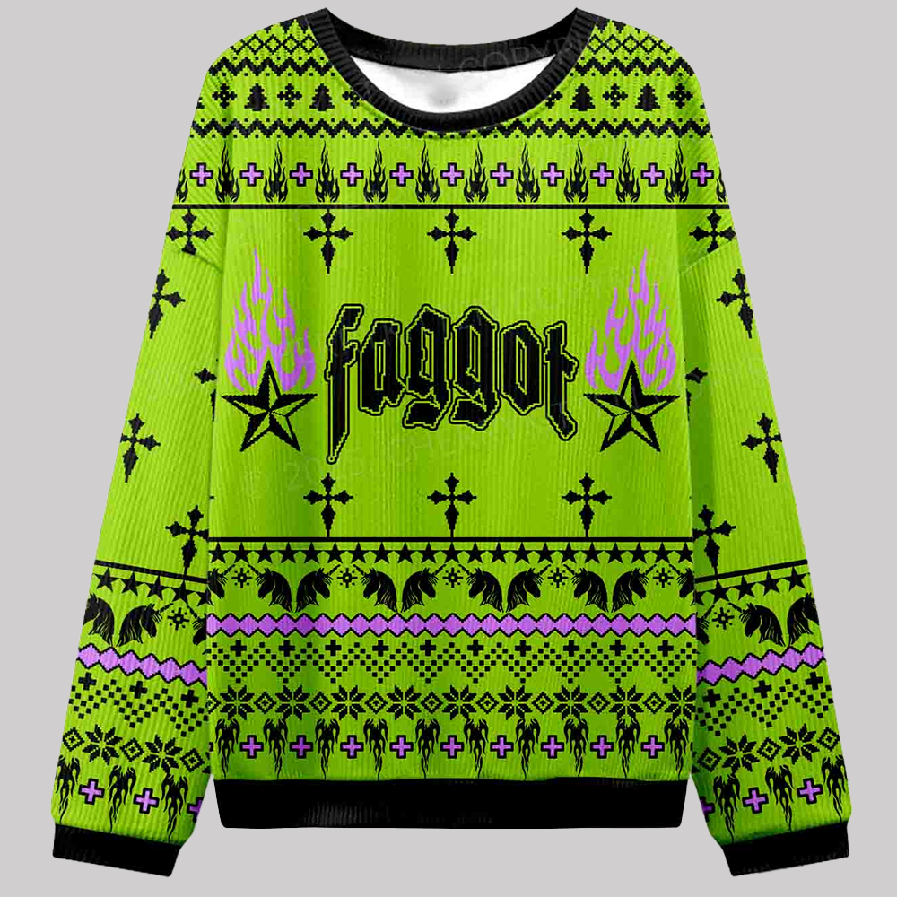 Faggot Pride Y2K Christmas Knit Sweatshirt Cherrykitten - Clothingus Diamond