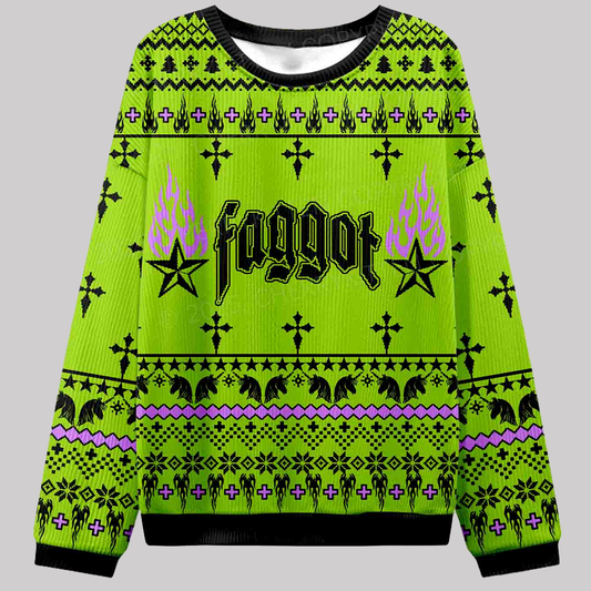 Faggot Pride Y2K Christmas Knit Sweatshirt Cherrykitten - Clothingus Diamond