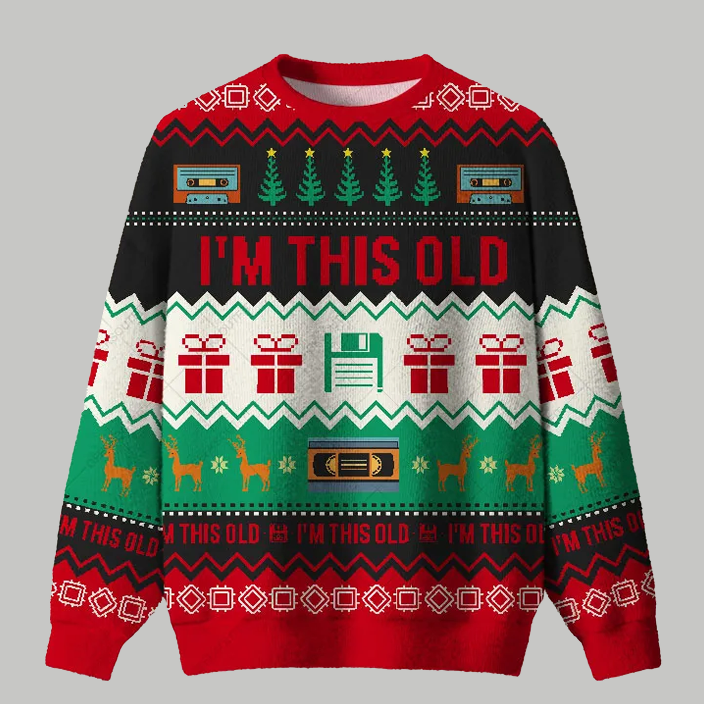 Im This Old Vintage Ugly Christmas Fuzzy Fleece Sweatshirt - Clothingus Diamond