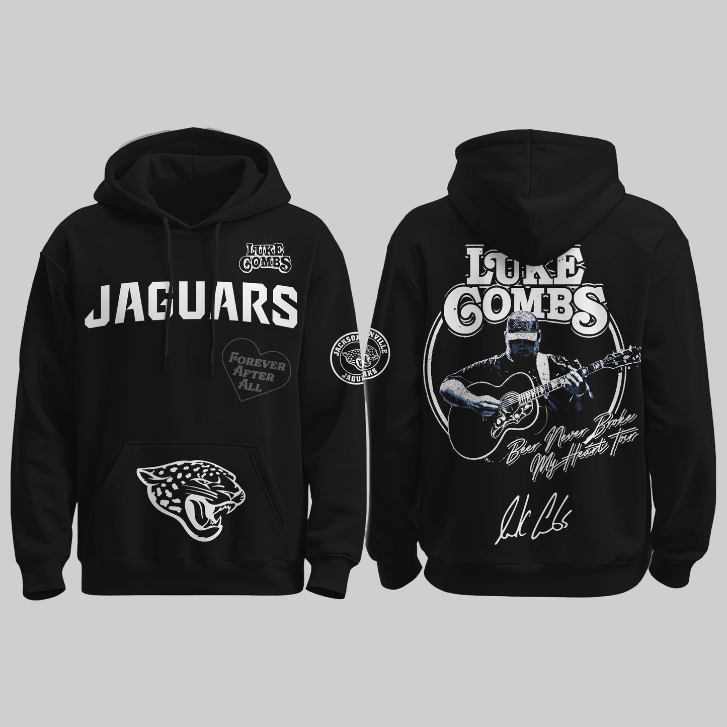 Jaguars x Luke Combs “Beer Never Broke My Heart Tour 2025” Black Hoodie