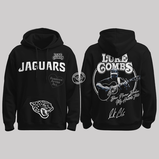 Jaguars x Luke Combs “Beer Never Broke My Heart Tour 2025” Black Hoodie