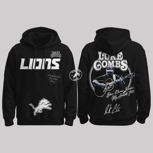 Lions x Luke Combs “Beer Never Broke My Heart Tour 2025” Black Hoodie