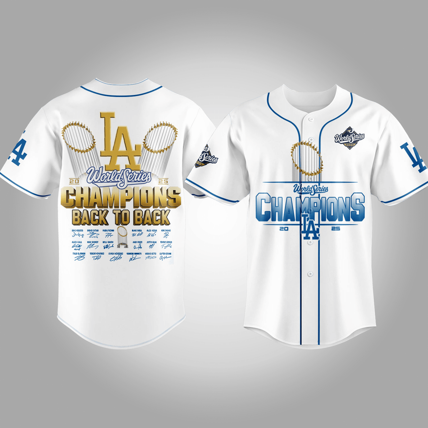 Los Angeles Dodgers BACK to BACK World Series Champions Jersey - Clothingus Diamond