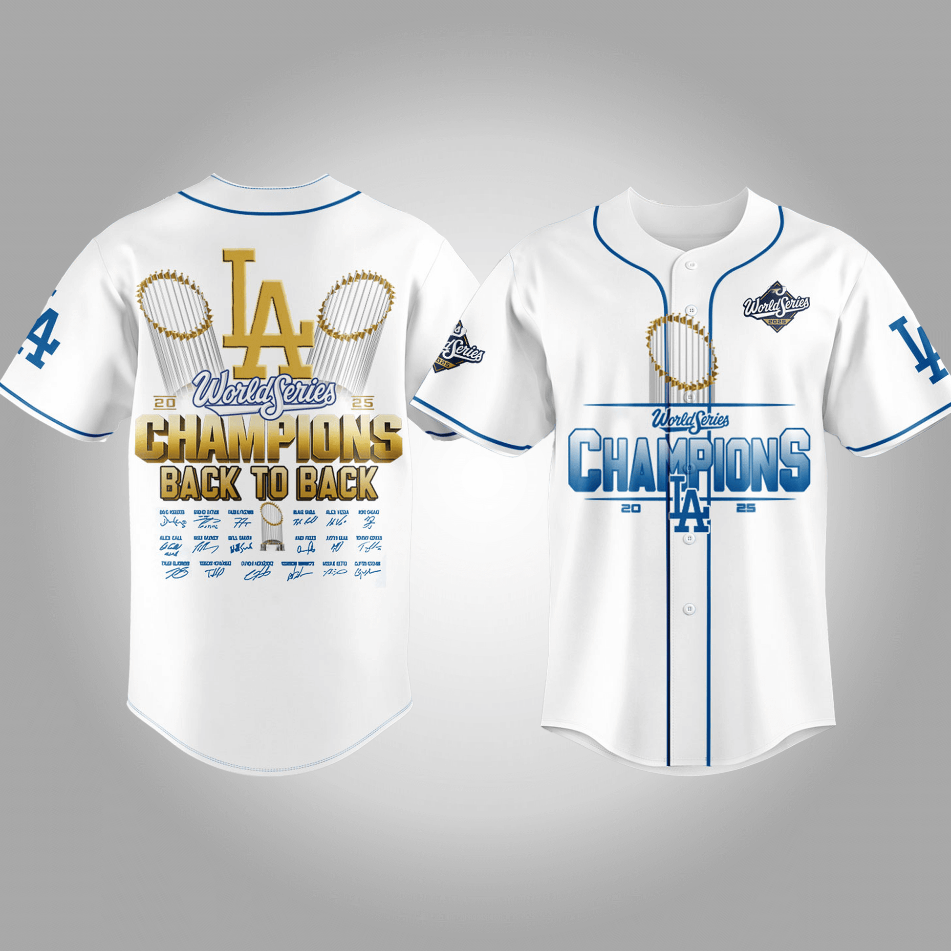 Los Angeles Dodgers BACK to BACK World Series Champions Jersey - Clothingus Diamond