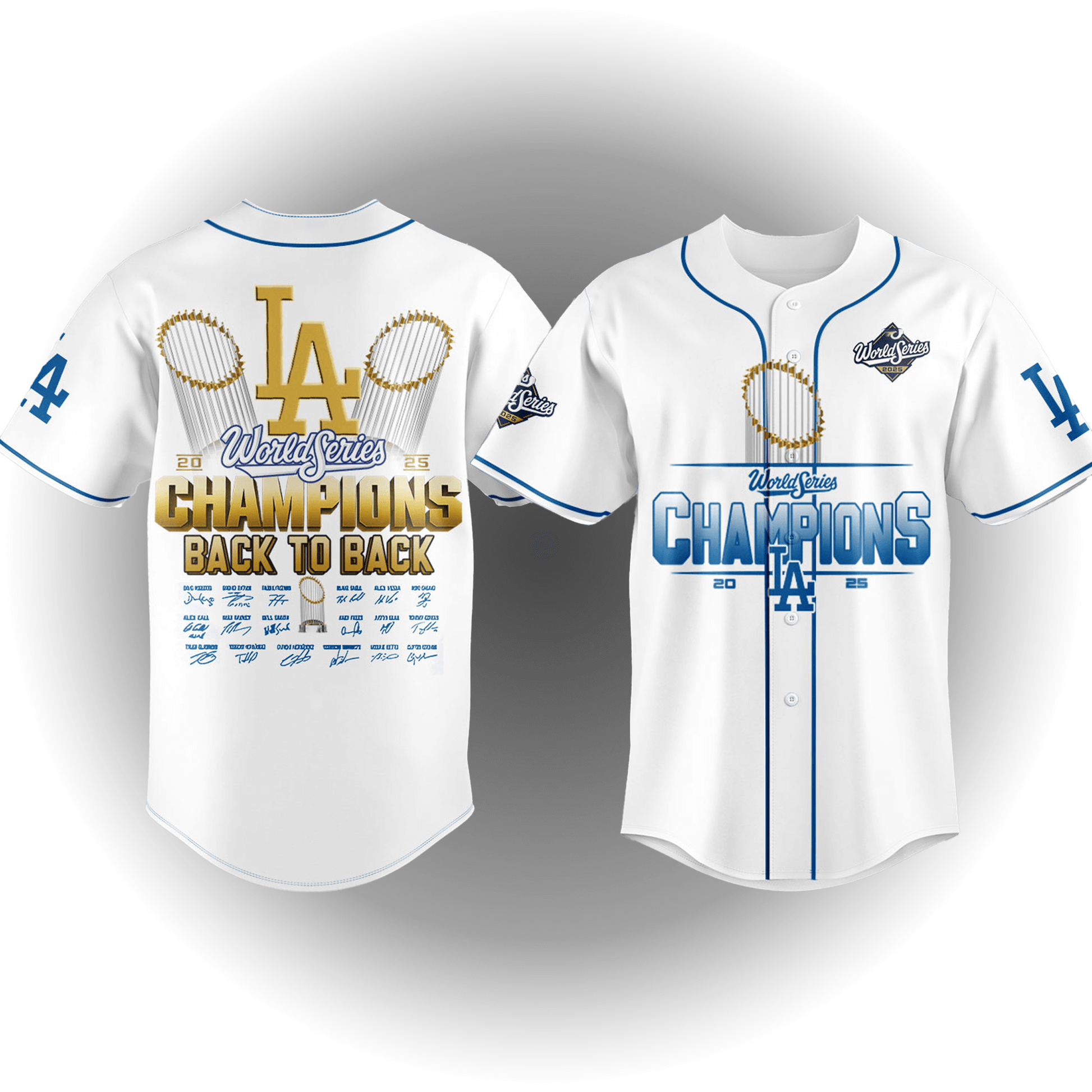 Los Angeles Dodgers BACK to BACK World Series Champions Jersey - Clothingus Diamond