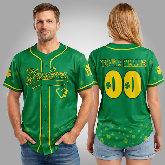 New York Yankees St Patrick's Day Lucky Baseball Jersey Clothingus Diamond