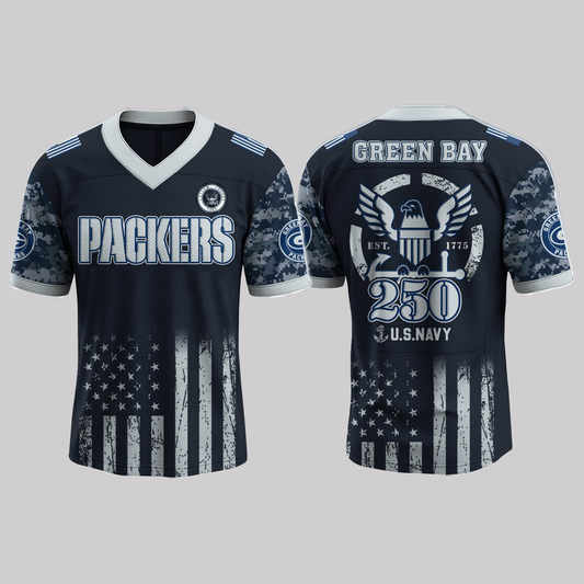 2025 Packer Green Bay US Navy 250th Birthday Celebration Jersey