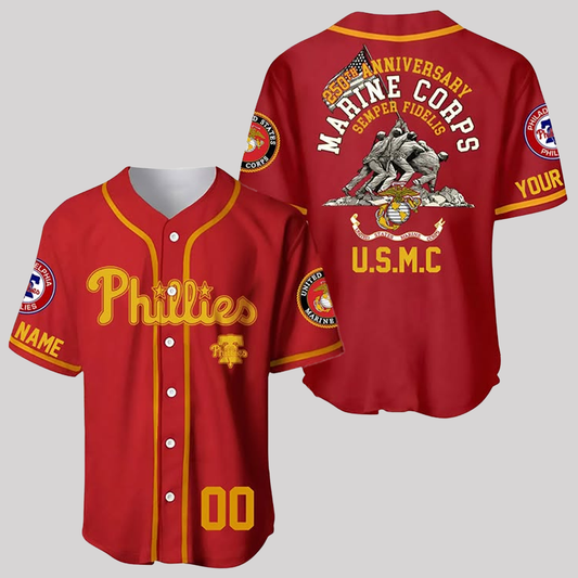 Philadelphia Phillies 250th Anniversary Marine Corps U.S.M.C Jersey 2025
