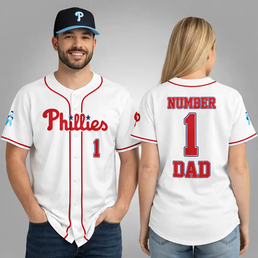 Philadelphia Phillies Father Day Number 1 Dad Baseball Jersey Clothingus Diamond