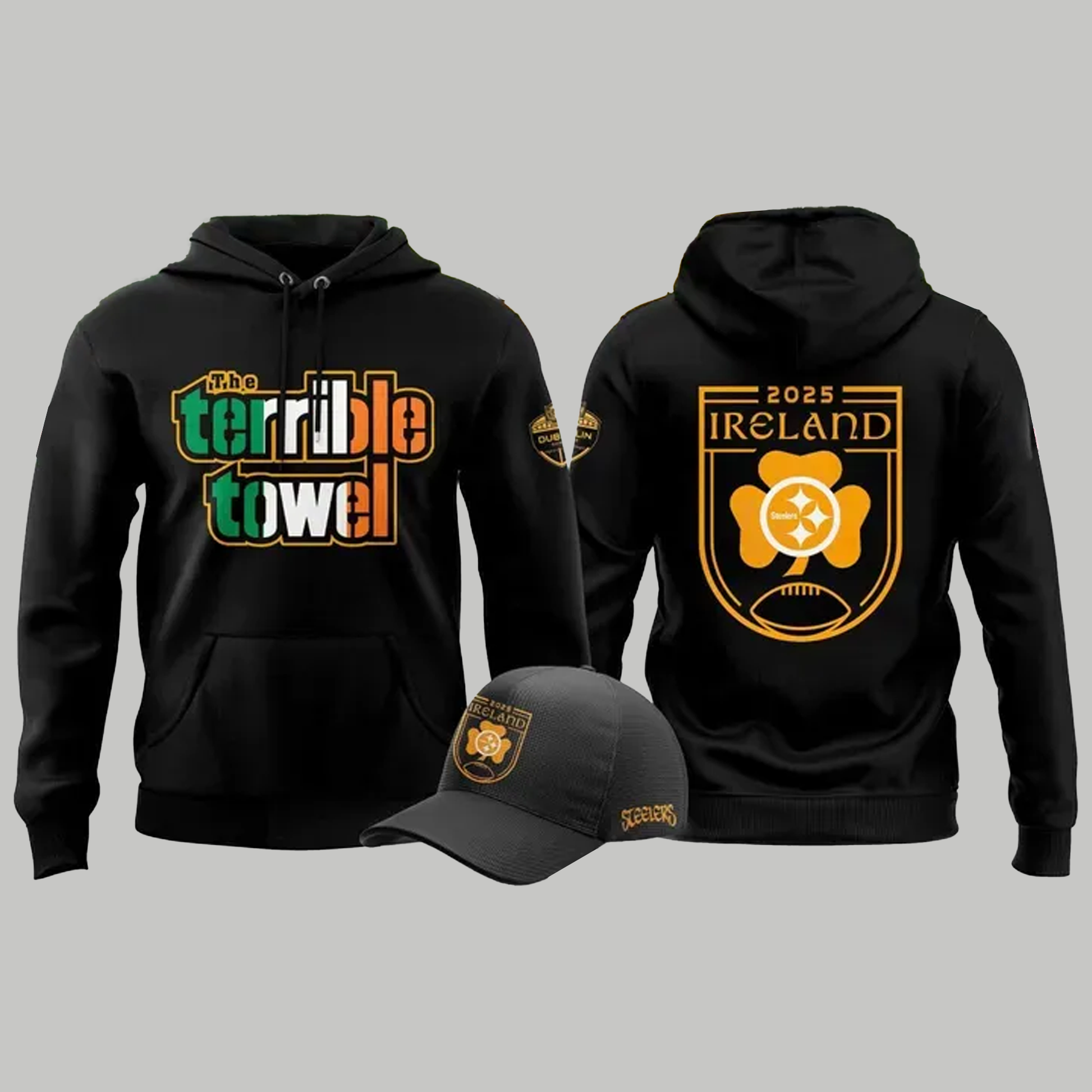 Pittsburgh Steelers 2025 Ireland Dublin game Terrible Towel Hoodie - Clothingus Diamond
