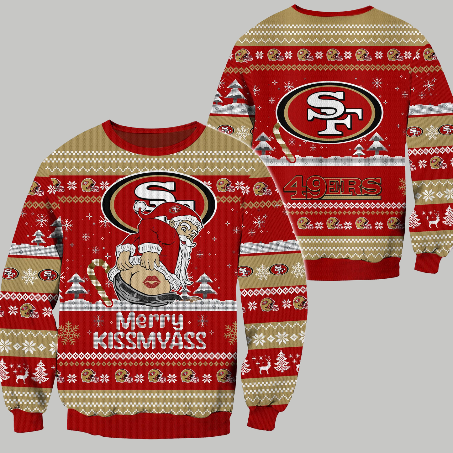 San Francisco 49ers 2024 Merry Kissmyass Funny Santa Claus Christmas Ugly Sweater - Clothingus Diamond
