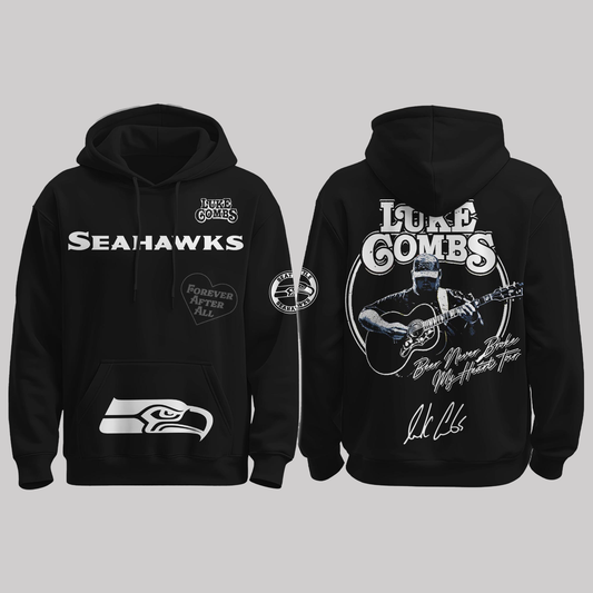 Seahawks  x Luke Combs “Beer Never Broke My Heart Tour 2025” Black Hoodie