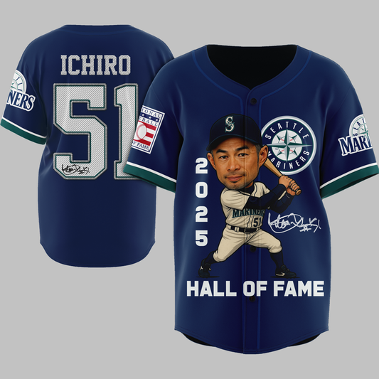 Seattle Mariners Suzuki Hall Of Fame Player Ichiro 2025 Baseball Jersey