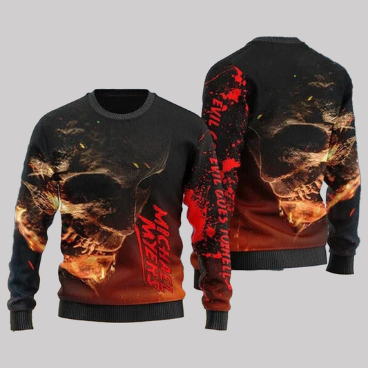 Skull Michael Myers Sweater Hallowen 2025 Ugly Sweater