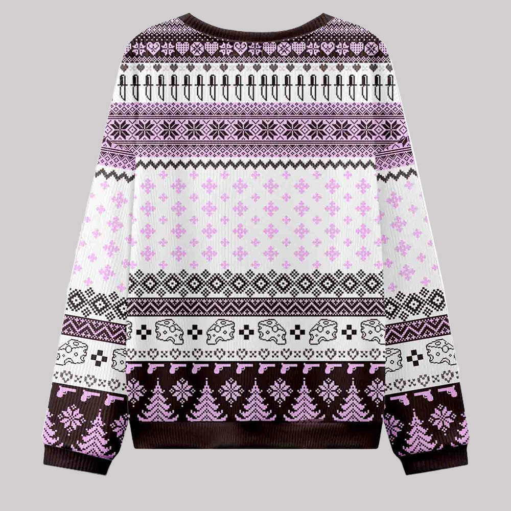 Smoking Rats Y2K Christmas Knit Sweatshirt Cherrykitten - Clothingus Diamond