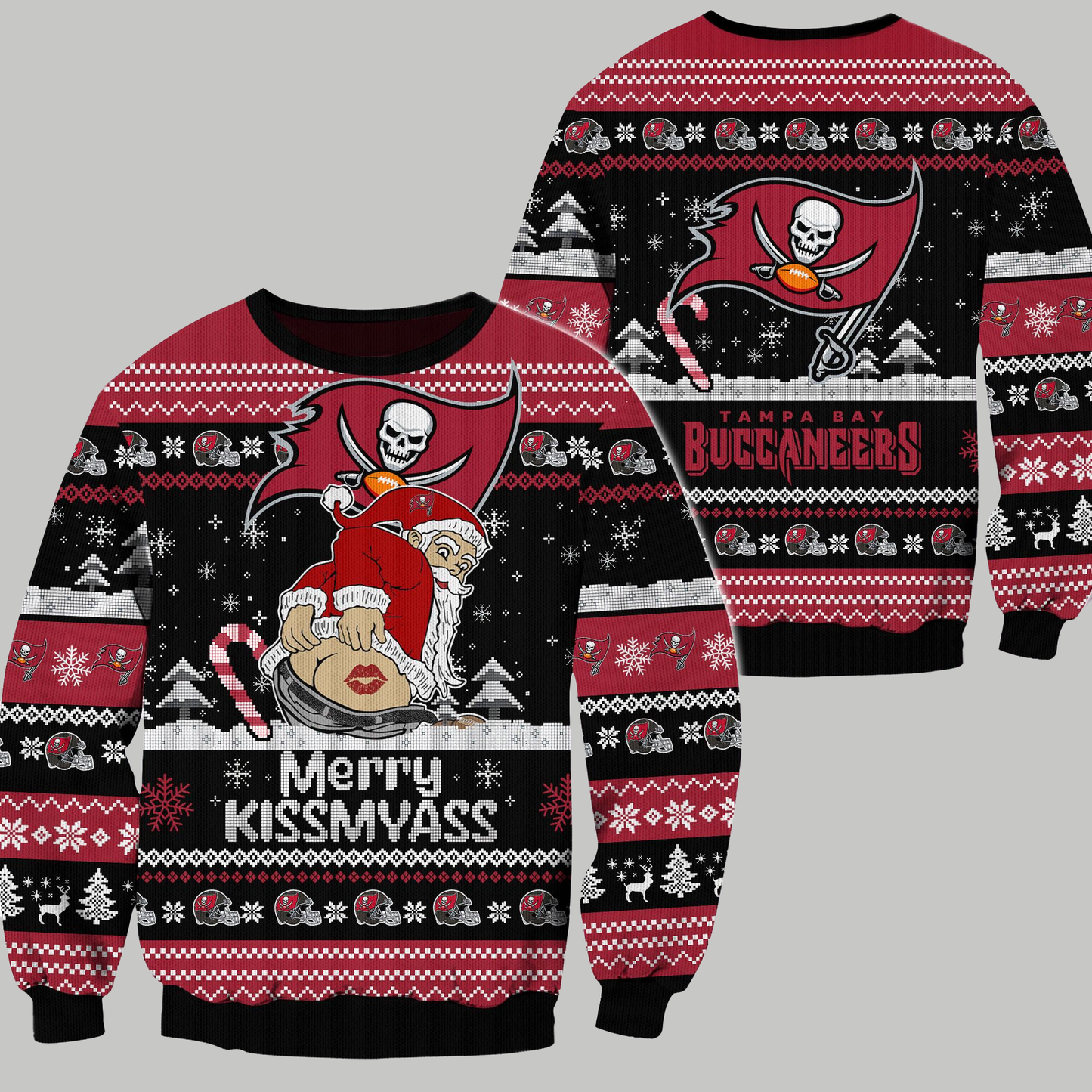 Tampa Bay Buccaneers 2024 Merry Kissmyass Funny Santa Claus Christmas Ugly Sweater - Clothingus Diamond