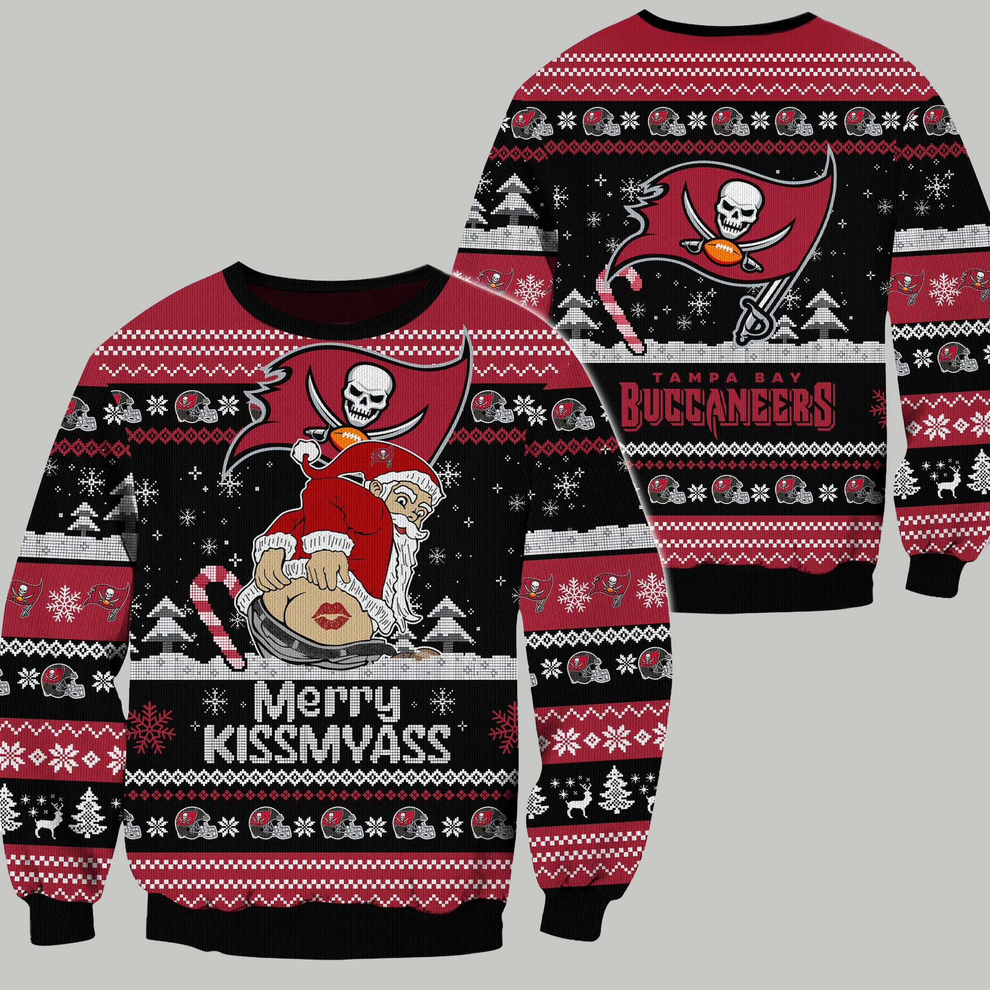 Tampa Bay Buccaneers 2024 Merry Kissmyass Funny Santa Claus Christmas Ugly Sweater - Clothingus Diamond