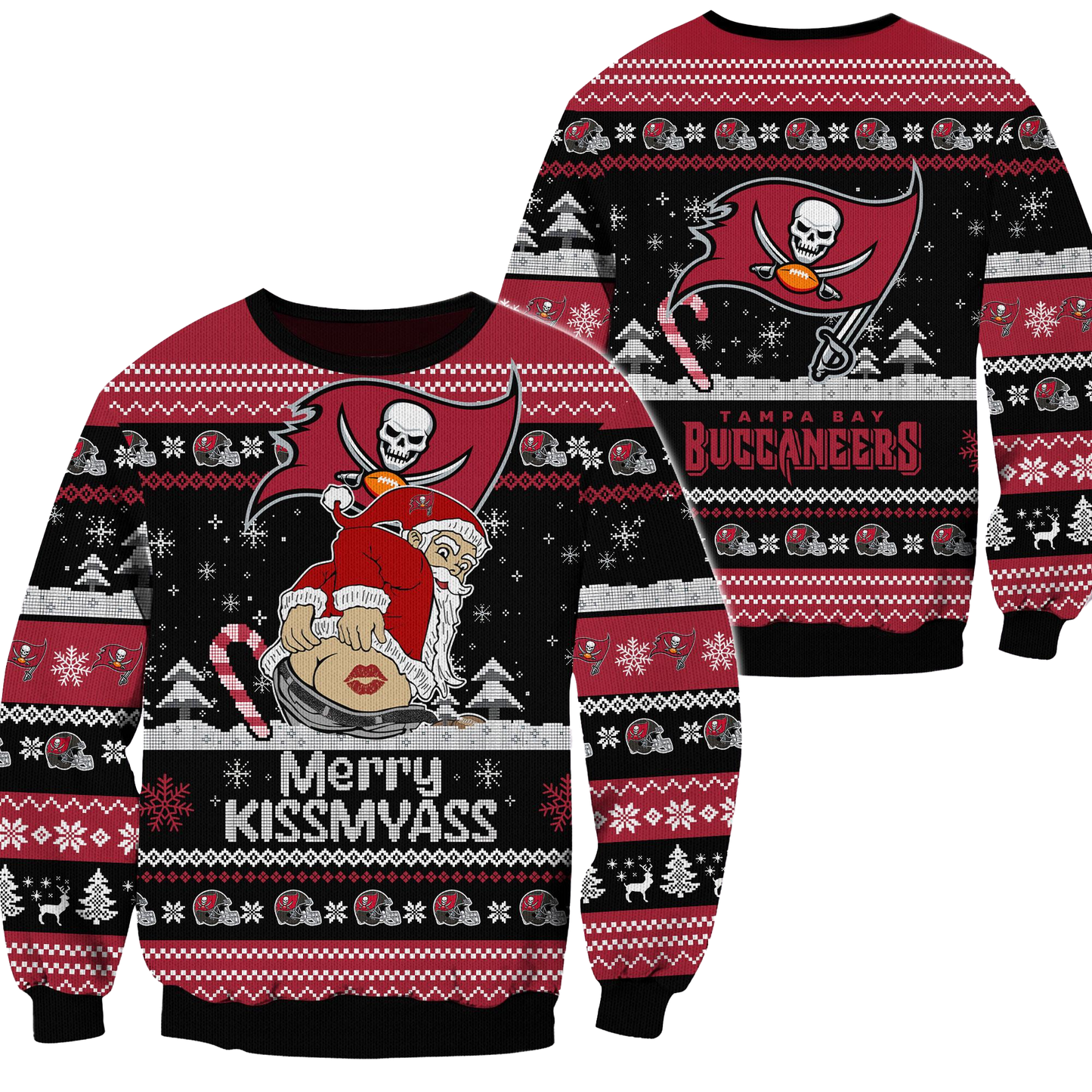 Tampa Bay Buccaneers 2024 Merry Kissmyass Funny Santa Claus Christmas Ugly Sweater - Clothingus Diamond