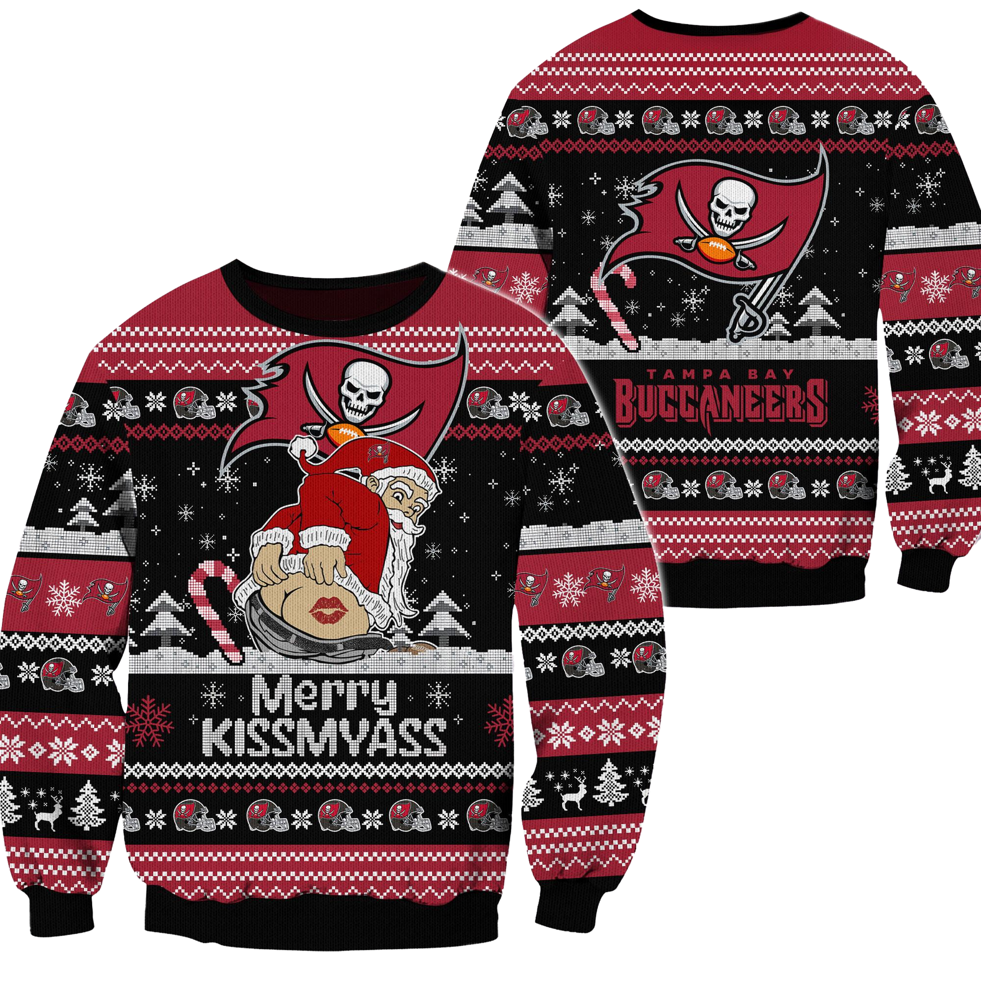 Tampa Bay Buccaneers 2024 Merry Kissmyass Funny Santa Claus Christmas Ugly Sweater - Clothingus Diamond