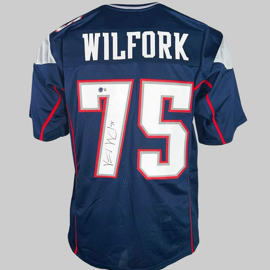 Vince Wilfork Signed  New England Navy Football Jersey 2025