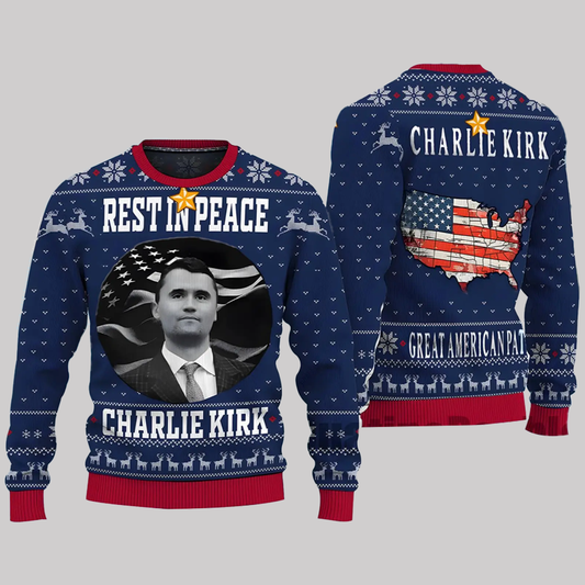 Charlie Kirk Rest In Peace Ugly Christmas Sweater