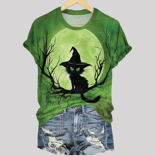 Witch Cat Figure Hallowen Shirt 2025